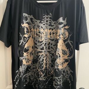 ROMWE Black and Gold Graphic Tee